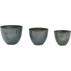 PTMD Collection PTMD Emiel Brass iron pot bombey ribbed set of 3