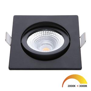 EcoDim 5Watt 2000K - 3000K Vierkante Zwarte Kantelbare LED Inbouwspot
