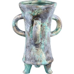 PTMD Collection PTMD Ayaz Turquoise glazed ceramic pot with four ears