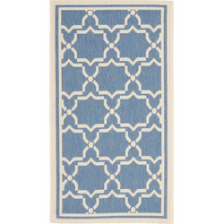 Safavieh Contemporary Indoor/Outdoor Woven Area Rug, Courtyard Collection, CY6916, in Blue & Beige, 61 X 109 cm
