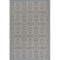 Safavieh Medallion Indoor/Outdoor Woven Area Rug, Beachhouse Collection, BHS134, in Blue & Creme, 79 X 152 cm