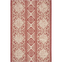 Safavieh Transitional Indoor/Outdoor Woven Area Rug, Beachhouse Collection, BHS174, in Red & Creme, 79 X 152 cm