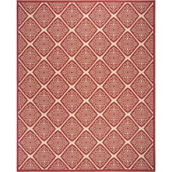 Safavieh Medallion Indoor/Outdoor Woven Area Rug, Beachhouse Collection, BHS132, in Red & Creme, 79 X 152 cm