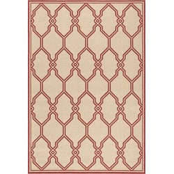 Safavieh Trellis Indoor/Outdoor Woven Area Rug, Beachhouse Collection, BHS124, in Red & Creme, 79 X 152 cm