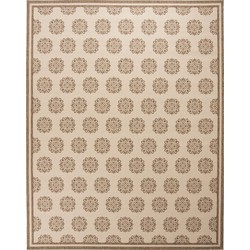 Safavieh Small Medallion Indoor/Outdoor Woven Area Rug, Beachhouse Collection, BHS181, in Beige & Cream, 79 X 152 cm