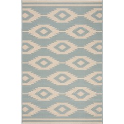 Safavieh Tribal Indoor/Outdoor Woven Area Rug, Beachhouse Collection, BHS171, in Cream & Aqua, 79 X 152 cm