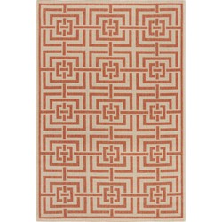 Safavieh Geometric Indoor/Outdoor Woven Area Rug, Beachhouse Collection, BHS128, in Cream & Rust, 79 X 152 cm