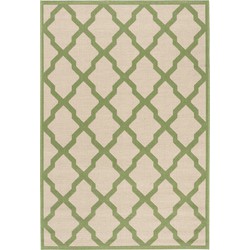 Safavieh Trellis Indoor/Outdoor Woven Area Rug, Beachhouse Collection, BHS122, in Cream & Olive, 79 X 152 cm