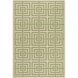 Safavieh Geometric Indoor/Outdoor Woven Area Rug, Beachhouse Collection, BHS128, in Cream & Olive, 79 X 152 cm