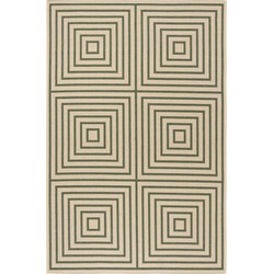 Safavieh Geometric Indoor/Outdoor Woven Area Rug, Beachhouse Collection, BHS123, in Cream & Green, 79 X 152 cm