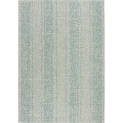 Safavieh Contemporary Indoor/Outdoor Woven Area Rug, Courtyard Collection, CY8736, in Light Grey & Aqua, 79 X 152 cm