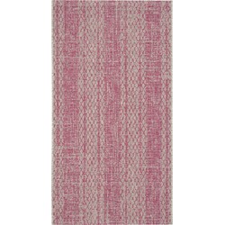 Safavieh Contemporary Indoor/Outdoor Woven Area Rug, Courtyard Collection, CY8736, in Light Grey & Fuchsia, 79 X 152 cm