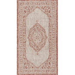Safavieh Contemporary Indoor/Outdoor Woven Area Rug, Courtyard Collection, CY8751, in Light Beige & Terracotta, 79 X 152 cm