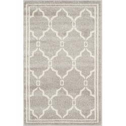 Safavieh Trellis Indoor/Outdoor Woven Area Rug, Amherst Collection, AMT414, in Light Grey & Ivory, 76 X 122 cm