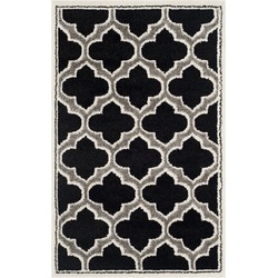 Safavieh Trellis Indoor/Outdoor Woven Area Rug, Amherst Collection, AMT412, in Anthracite & Ivory, 76 X 122 cm