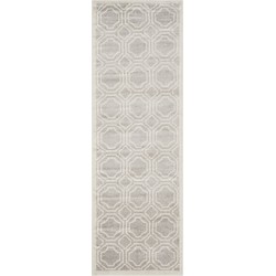 Safavieh Geometric Indoor/Outdoor Woven Area Rug, Amherst Collection, AMT411, in Light Grey & Ivory, 76 X 122 cm