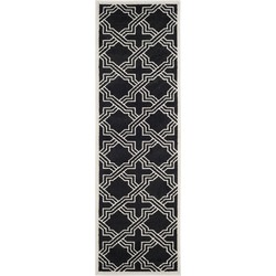 Safavieh Geometric Indoor/Outdoor Woven Area Rug, Amherst Collection, AMT413, in Anthracite & Ivory, 76 X 122 cm