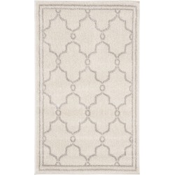 Safavieh Trellis Indoor/Outdoor Woven Area Rug, Amherst Collection, AMT414, in Ivory & Light Grey, 76 X 122 cm