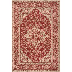 Safavieh Medallion Indoor/Outdoor Woven Area Rug, Beachhouse Collection, BHS137, in Red & Creme, 91 X 152 cm
