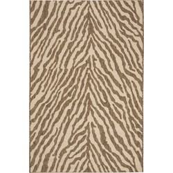 Safavieh Animal Print Zebra Indoor/Outdoor Woven Area Rug, Beachhouse Collection, BHS182, in Cream & Beige, 91 X 152 cm
