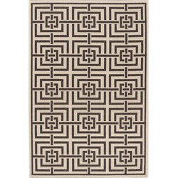 Safavieh Geometric Indoor/Outdoor Woven Area Rug, Beachhouse Collection, BHS128, in Creme & Brown, 91 X 152 cm