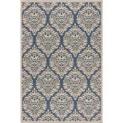 Safavieh Damask Indoor/Outdoor Woven Area Rug, Beachhouse Collection, BHS135, in Blue & Creme, 91 X 152 cm