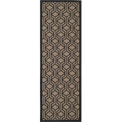 Safavieh Contemporary Indoor/Outdoor Woven Area Rug, Courtyard Collection, CY6114, in Brown & Black, 69 X 201 cm