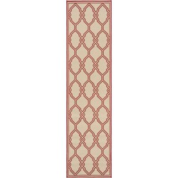 Safavieh Trellis Indoor/Outdoor Woven Area Rug, Beachhouse Collection, BHS124, in Red & Creme, 61 X 244 cm