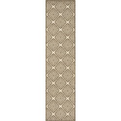 Safavieh Medallion Indoor/Outdoor Woven Area Rug, Beachhouse Collection, BHS132, in Cream & Beige, 61 X 244 cm