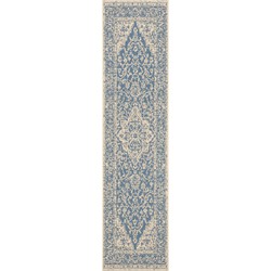Safavieh Medallion Indoor/Outdoor Woven Area Rug, Beachhouse Collection, BHS137, in Blue & Creme, 61 X 244 cm