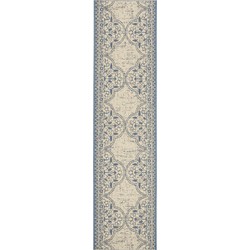 Safavieh Transitional Indoor/Outdoor Woven Area Rug, Beachhouse Collection, BHS174, in Blue & Creme, 61 X 244 cm