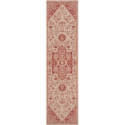 Safavieh Medallion Indoor/Outdoor Woven Area Rug, Beachhouse Collection, BHS138, in Red & Creme, 61 X 244 cm