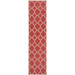 Safavieh Trellis Indoor/Outdoor Woven Area Rug, Beachhouse Collection, BHS125, in Red & Creme, 61 X 244 cm