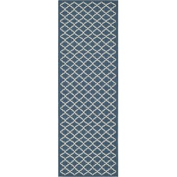 Safavieh Trellis Indoor/Outdoor Woven Area Rug, Courtyard Collection, CY6919, in Navy & Beige, 69 X 244 cm