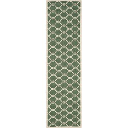 Safavieh Trellis Indoor/Outdoor Woven Area Rug, Courtyard Collection, CY6009, in Dark Green & Beige, 69 X 244 cm