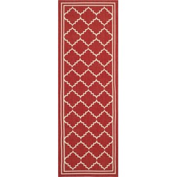 Safavieh Trellis Indoor/Outdoor Woven Area Rug, Courtyard Collection, CY6889, in Red & Beige, 69 X 244 cm