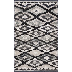 Safavieh Bright & Modern Indoor/Outdoor Woven Area Rug, Montage Collection, MTG216, in Grey & Black, 91 X 152 cm