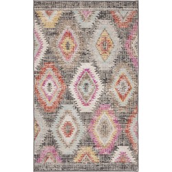 Safavieh Bright & Modern Indoor/Outdoor Woven Area Rug, Montage Collection, MTG212, in Grey & Multi, 91 X 152 cm