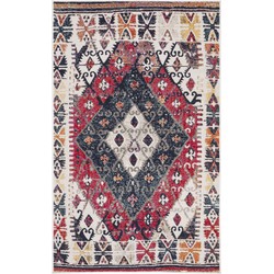 Safavieh Bright & Modern Indoor/Outdoor Woven Area Rug, Montage Collection, MTG236, in Rust & Multi, 91 X 152 cm