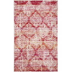 Safavieh Bright & Modern Indoor/Outdoor Woven Area Rug, Montage Collection, MTG182, in Pink & Multi, 91 X 152 cm