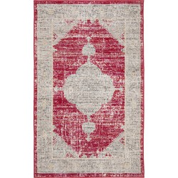 Safavieh Bright & Modern Indoor/Outdoor Woven Area Rug, Montage Collection, MTG373, in Rose & Grey, 91 X 152 cm