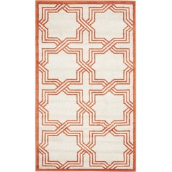 Safavieh Geometric Indoor/Outdoor Woven Area Rug, Amherst Collection, AMT413, in Ivory & Orange, 91 X 152 cm
