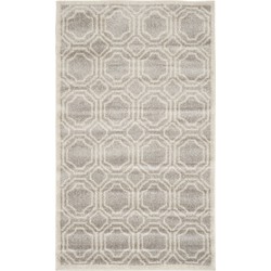 Safavieh Geometric Indoor/Outdoor Woven Area Rug, Amherst Collection, AMT411, in Light Grey & Ivory, 91 X 152 cm