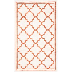 Safavieh Moroccan Trellis  Indoor/Outdoor Woven Area Rug, Amherst Collection, AMT422, in Beige & Orange, 91 X 152 cm