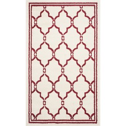 Safavieh Trellis Indoor/Outdoor Woven Area Rug, Amherst Collection, AMT414, in Ivory & Red, 91 X 152 cm
