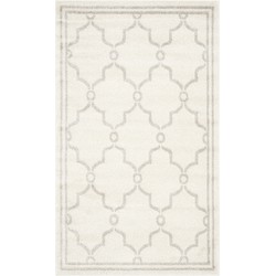 Safavieh Trellis Indoor/Outdoor Woven Area Rug, Amherst Collection, AMT414, in Ivory & Light Grey, 91 X 152 cm