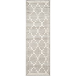 Safavieh Trellis Indoor/Outdoor Woven Area Rug, Amherst Collection, AMT414, in Light Grey & Ivory, 69 X 213 cm