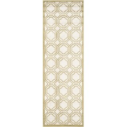 Safavieh Geometric Indoor/Outdoor Woven Area Rug, Amherst Collection, AMT411, in Ivory & Light Green, 69 X 213 cm