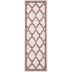 Safavieh Trellis Indoor/Outdoor Woven Area Rug, Amherst Collection, AMT414, in Ivory & Red, 69 X 213 cm
