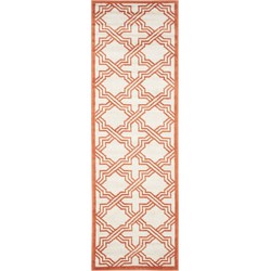 Safavieh Geometric Indoor/Outdoor Woven Area Rug, Amherst Collection, AMT413, in Ivory & Orange, 69 X 213 cm